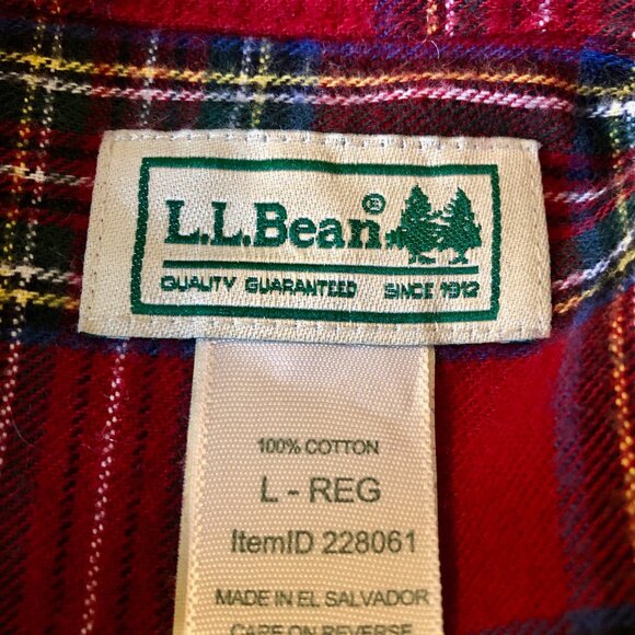 LL Bean Scotch Plaid Flannel Shirt - Picture 3 of 9